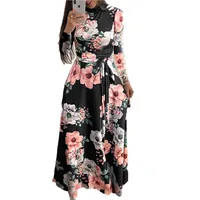 

wholesale turkey women fashion print long sleeve clothes casual maxi dresses for ladies