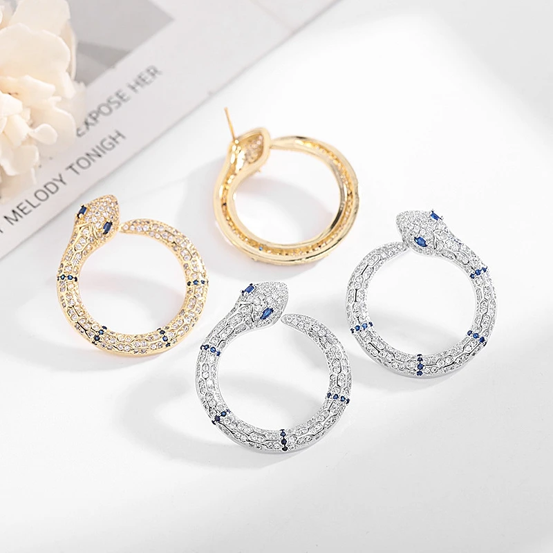 

European and American fashion animal snake-shaped earrings earrings S925 silver needle snake earrings eaeedle snake earri
