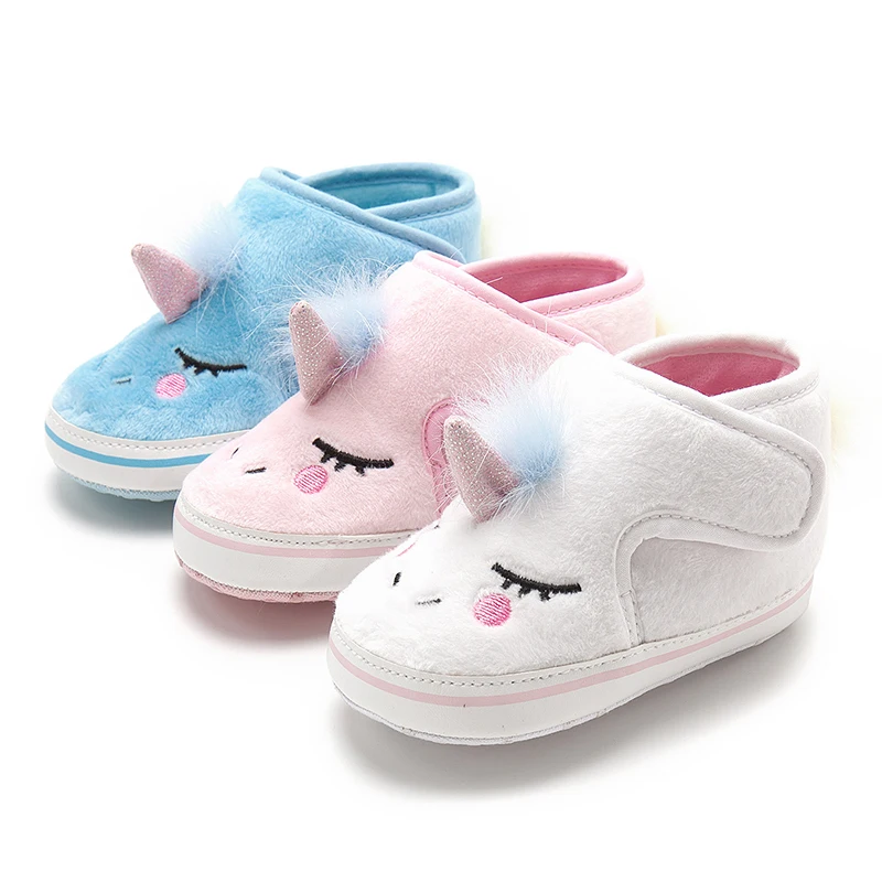 

RTS unisex unicorn cute fleece soft winter infant baby casual shoes, As picture show