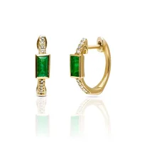 

LOZRUNVE 925 Sterling Silver 14k Gold Emerald Baguette Hoop Earrings