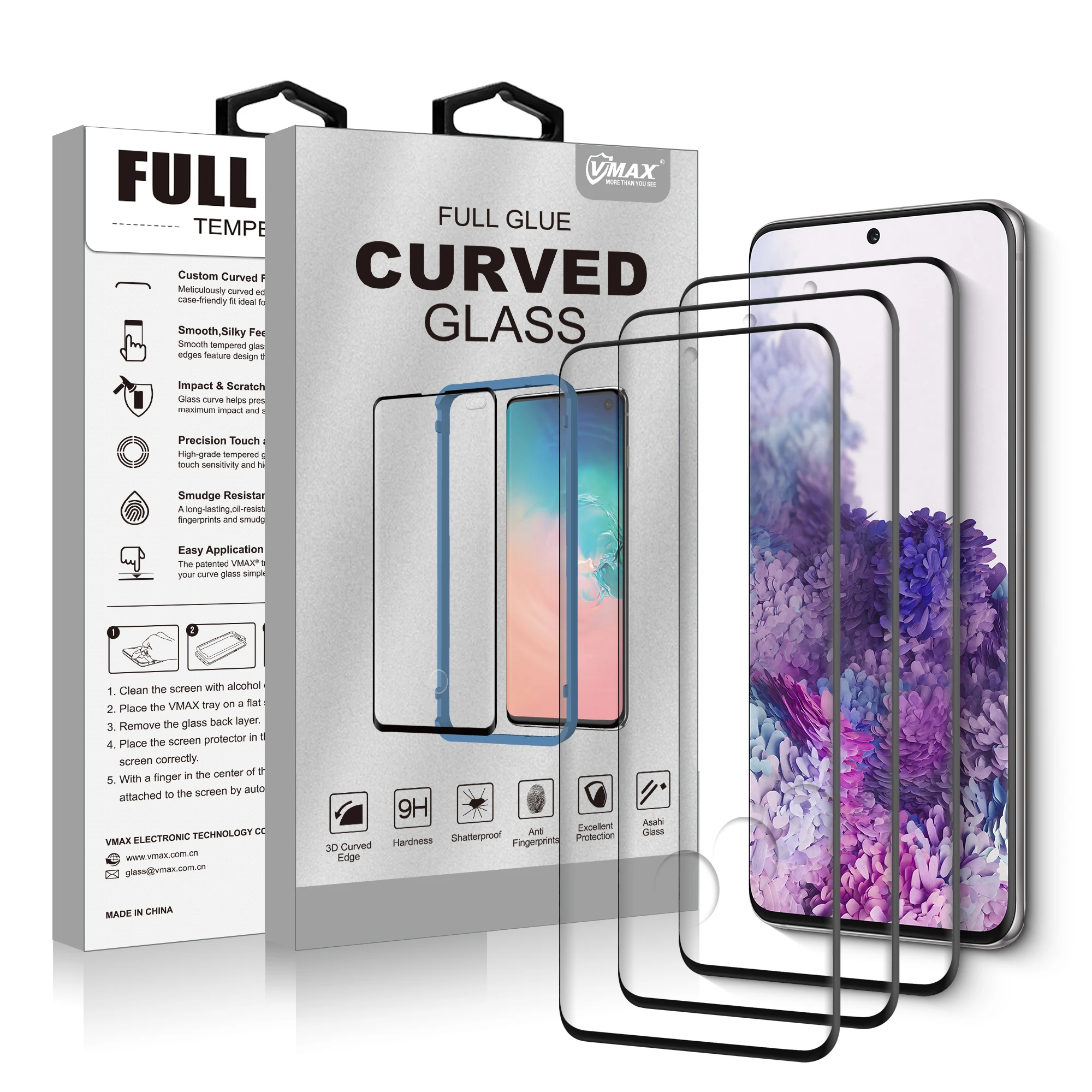 

3 in 1 Ultrasonic Fingerprint 3D Full Coverage 9H Tempered Glass Protector for Samsung Galaxy S20 Screen Protector