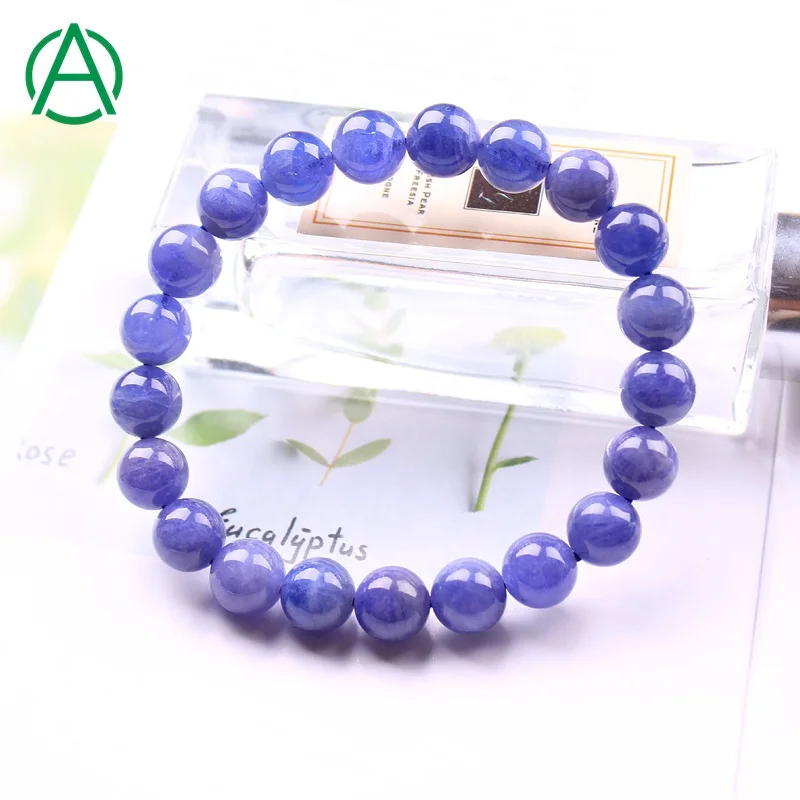 

ArthurGem Wholesale High Quality Tanzanite Bracelet Natural Gemstone Tanzanite Beaded Bracelet for Women Men, Natural color