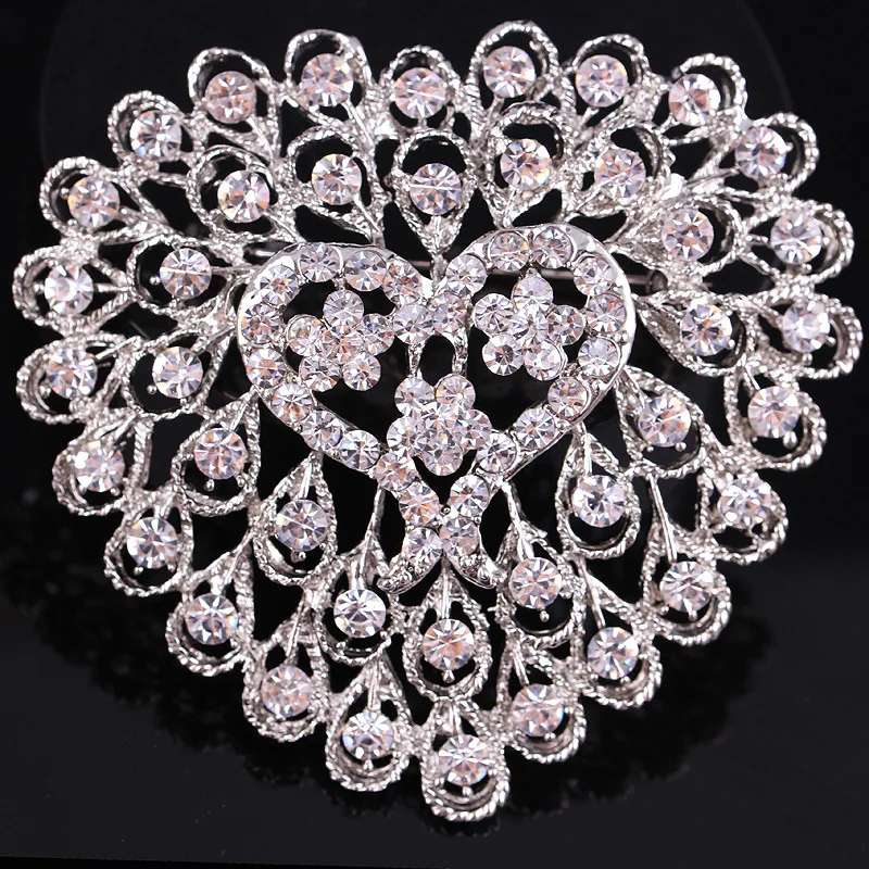 

JW-57 Fashion High-End All-Match crystal Diamond-Studded Large Love Bride Bouquet Wedding Brooch Women Jewelry Pins Brooches, Picture colors