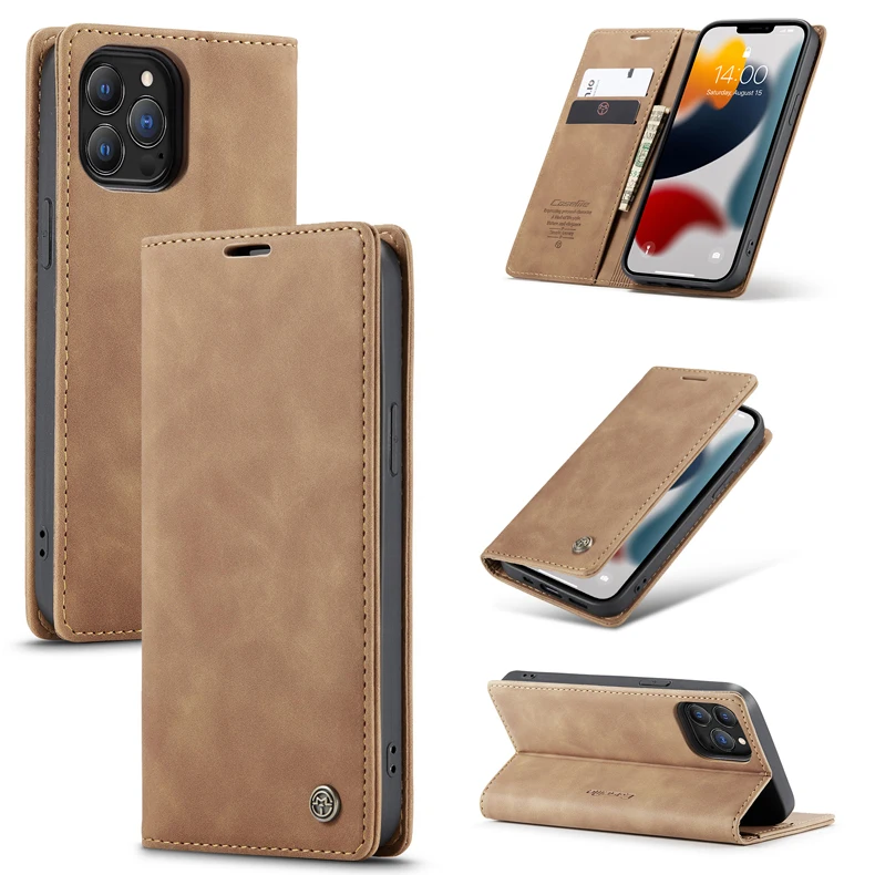 

High End Retro Business Wallet Shockproof Coque For iPhone13 12 Mini 11 Slim Flip Cover For iPhone 13 Pro Max Leather Phone Case