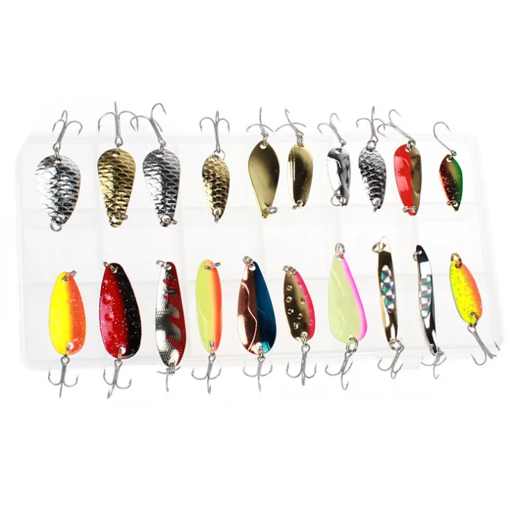 

wholesale 20pcs/set fish metal spoon sequin hard crankbait lure with 2.8g-10g