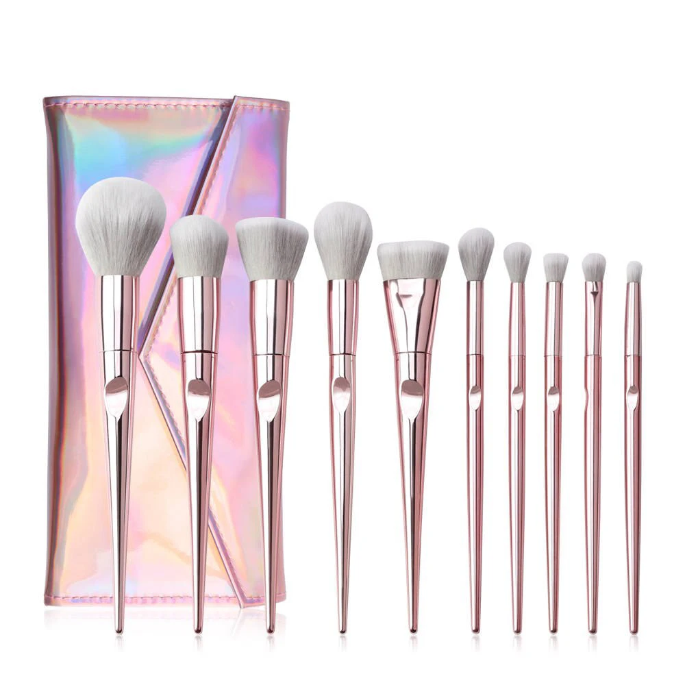 

10 Pcs Pink Makeup Brushes Set with Bag Beauty Blush Powder Foundation Concealer Eyeshadow Brush Facial Cosmetic Tools