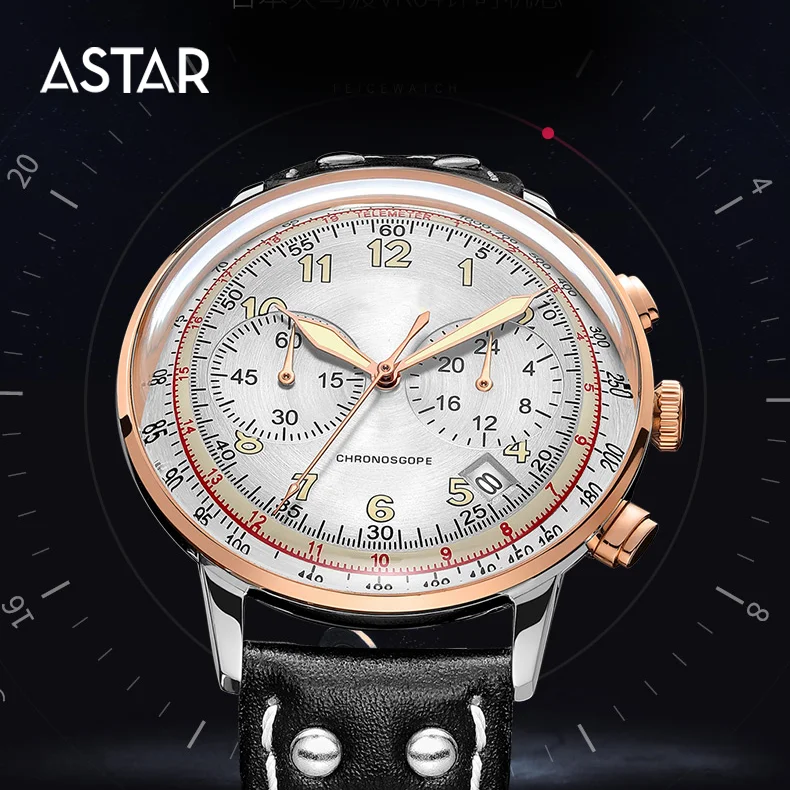 Wholesale Custom High Quality Luxury Dome Glass Japan Quartz Movement Chronograph Tachymeter