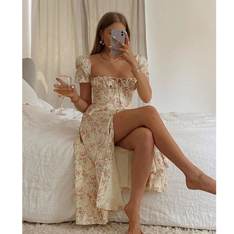 

Floral Casual Vestido De Verano Para Mujer 2021 Plus Size Polyester Style Long Maix Summer Boho Wedding Dress