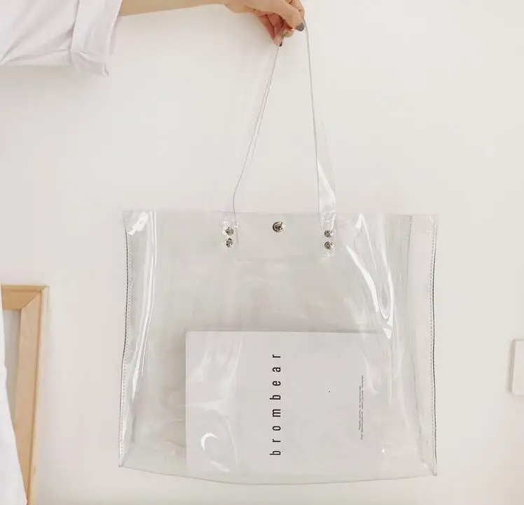 

2021 New arrival fashion summer beach transparent pvc Shoulder Bags hot sale clear pvc tote bag