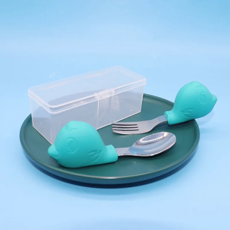 

Tableware Set Children Utensil Stainless Steel Toddler Dinnerware Cutlery Feeding Spoon Fork, Blue,pink,red,green