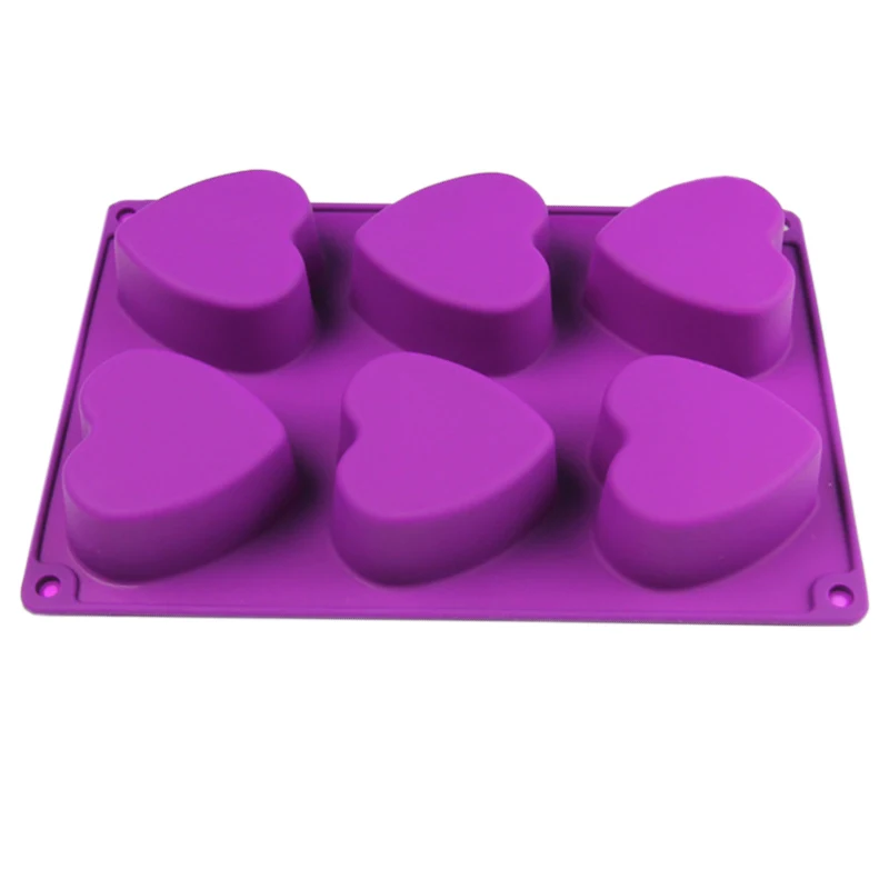 

6 cavity food grade silicone heart silicone cake mold silicone soap mold handmade heart shape soap mold, Custom color
