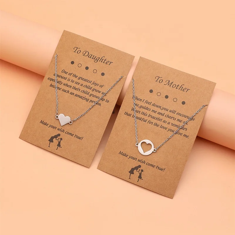 

Personalised Mother's Day Gift Stainless Steel Chain Heart Love Pendant Lucky Wish Necklace With Wish Card