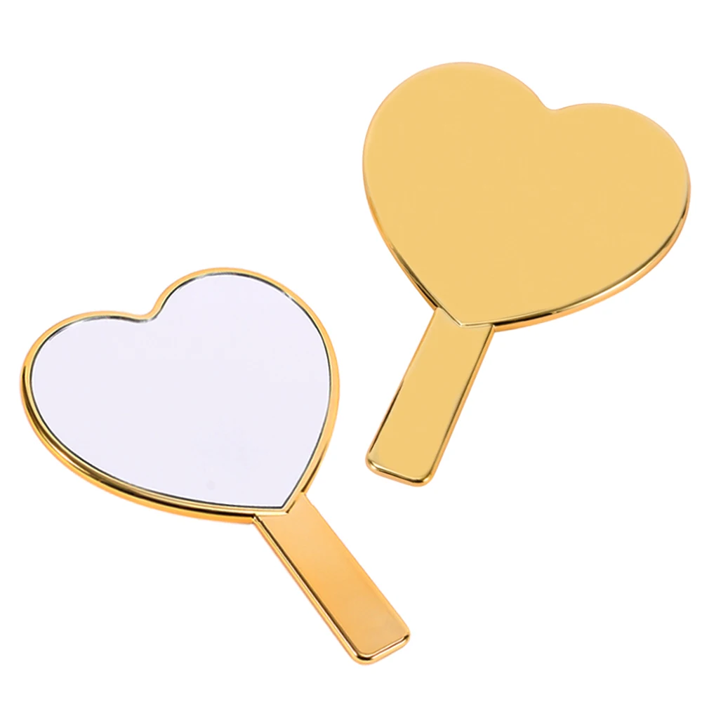 

2020 Best Comfy Portable Makeup Hand Held Mirror Heart Shaped Hand Mirror with Handle, Pink/orange/red/customized