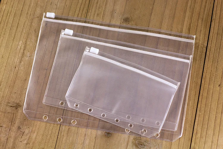 Wholesale A5 A6 A7 Pvc Transparent Ziplock Envelope Binder Pocket