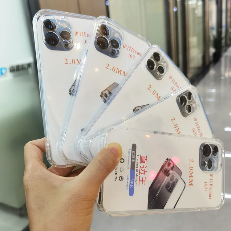 

Luxury Shockproof Straight Edge Design 2.0mm Soft TPU Clear Transparent Cell Mobile Phone Back Cover Case For Huawei P50