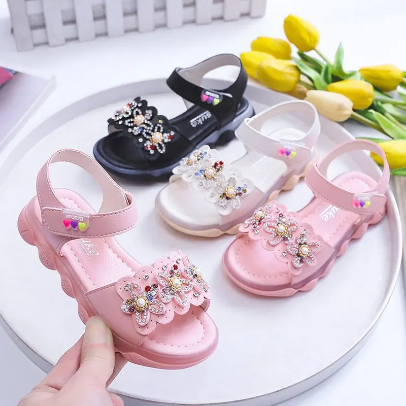 

Latest Fashion Soft-soled Cute Korean Girl Princess Shoes Kids Girls Beach Flower Toddler Shoes Sandals
