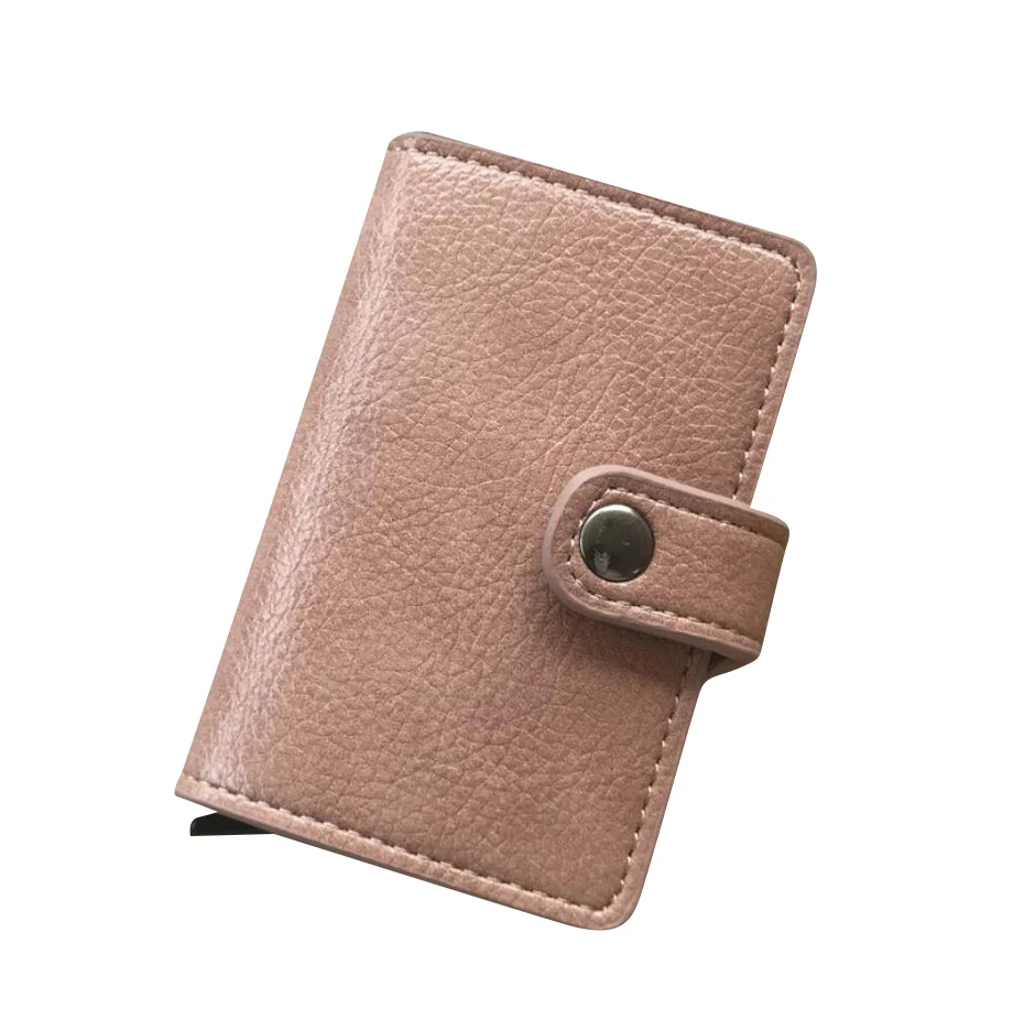 

Custom Design high quality PU leather Metal Credit Card Holder ultra thin pop up big capacity id card case, Black, blue, red... ...