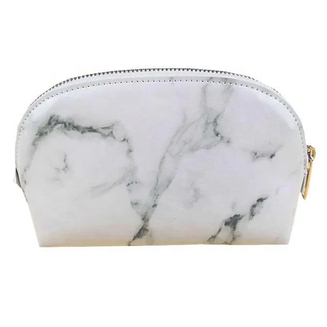 

2021 Portable Marble Seashell Makeup Bags PU Zipper Toiletry Cosmetic Storage Bag, White