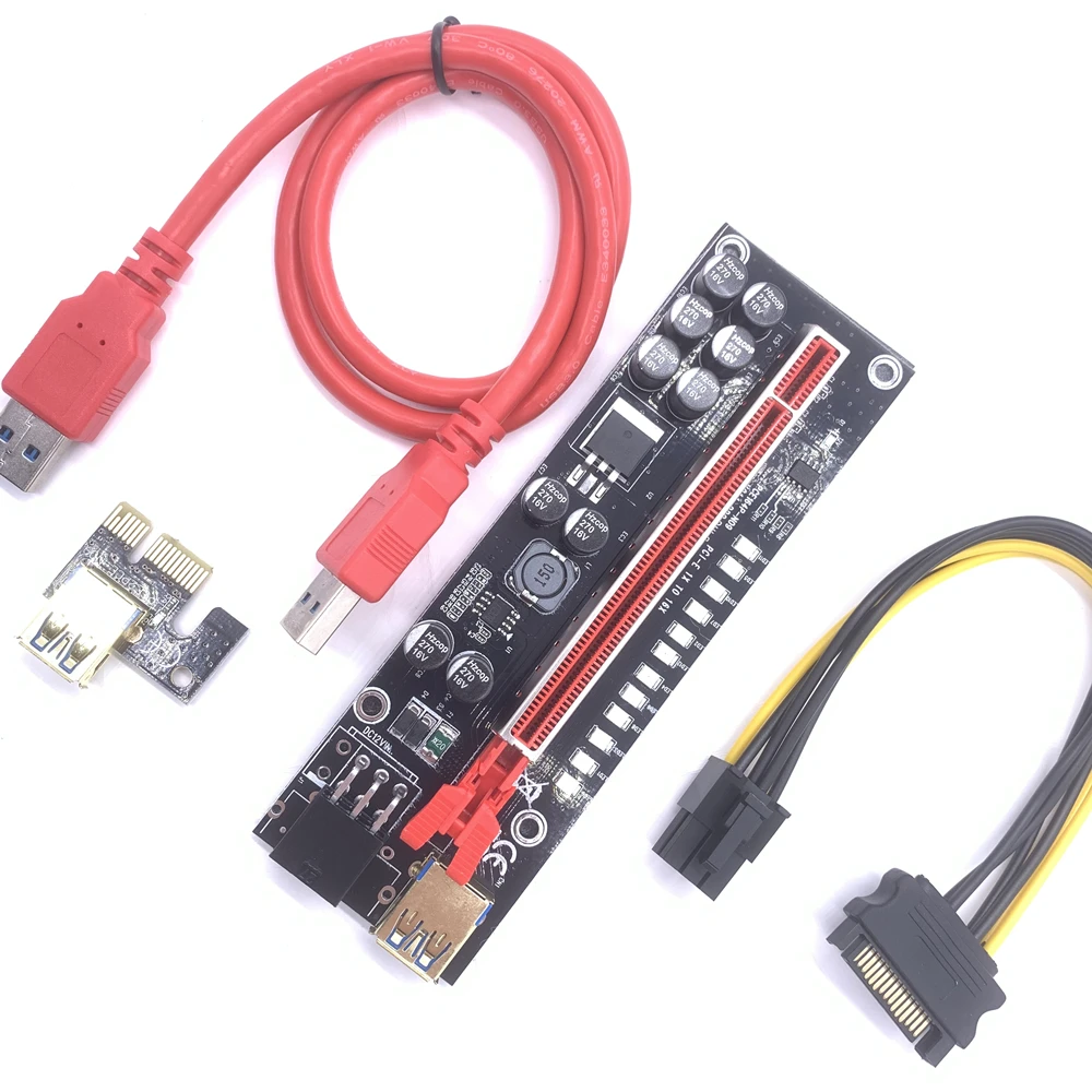 

New PCIE Riser Card VER011 011 Pro GPU Adapter Card PCI 10 Capacitors 12 LED Lights Best ver 011 pro PCI-E Riser Card