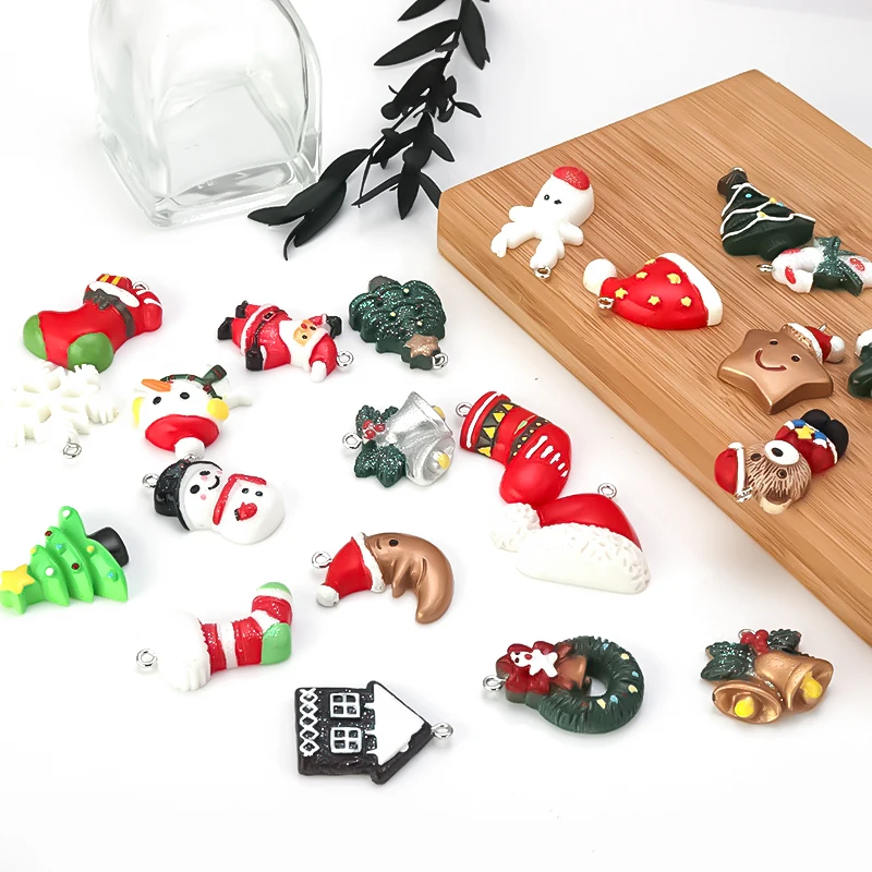 

Kawaii Resin Flat Back Christmas Figurine Cabochon For Slime Charms For DIY Figures Decoration, Picture