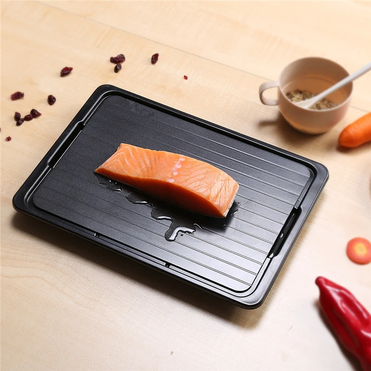 

Metal No Electricity With Drip Pan Defrosting Plat Kitch Improved Defrost Tray And Thawing Plate For Frozen Meat Kitchen Board, Balck