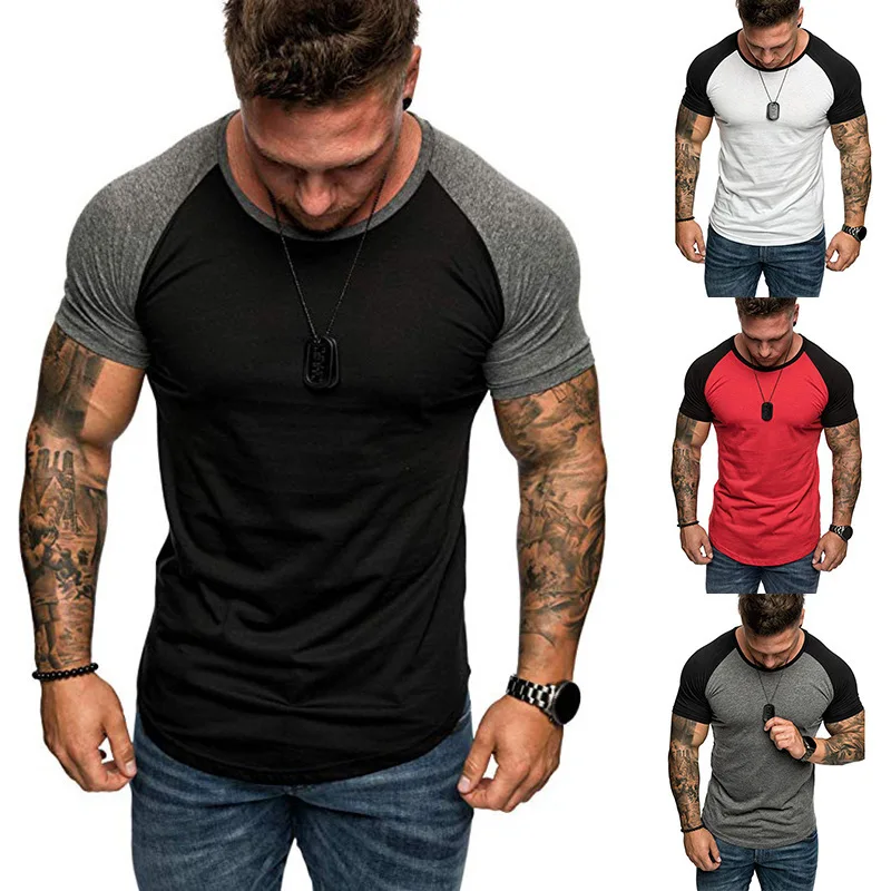 

2021 summer new arrivals fashion sports fitness personality printed thin solid short sleeve high quality men 's t shirts