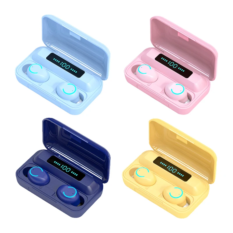 

Multi Color Macaron F9 Tws 9 F9-9 i12 Wireless Earphone Earbuds Audifono With Led Power Display Charge Box For Iphone Blue