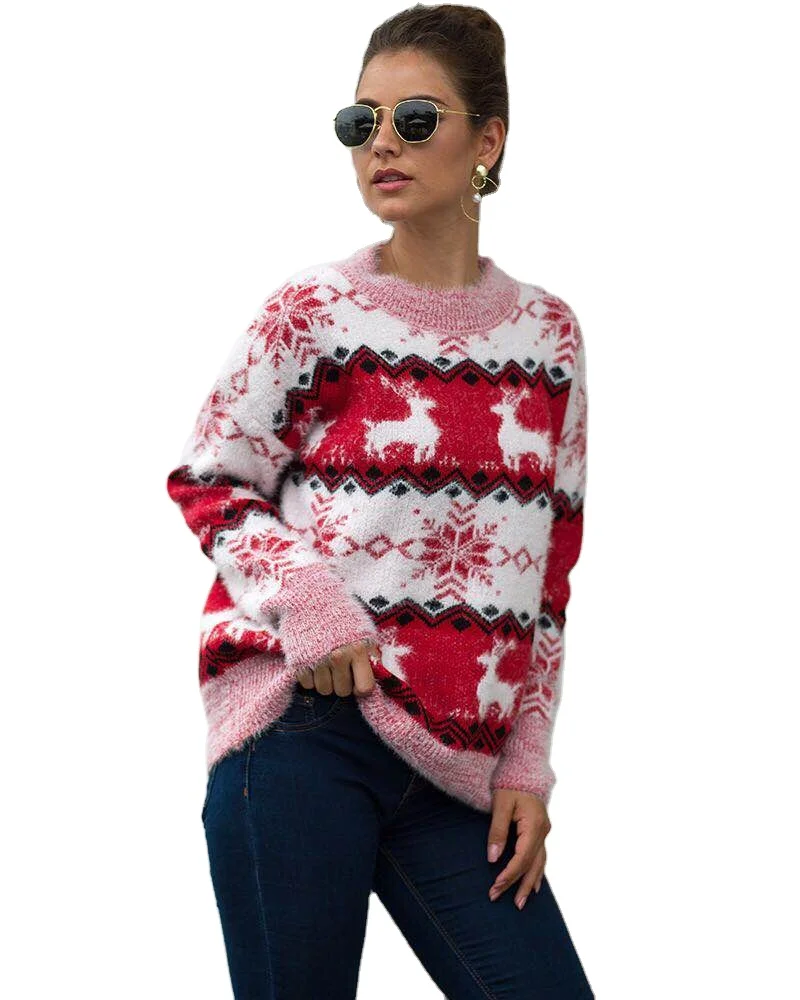 

2021 new Christmas sweater for women Snow Deer casual pullover knitwear, Picture