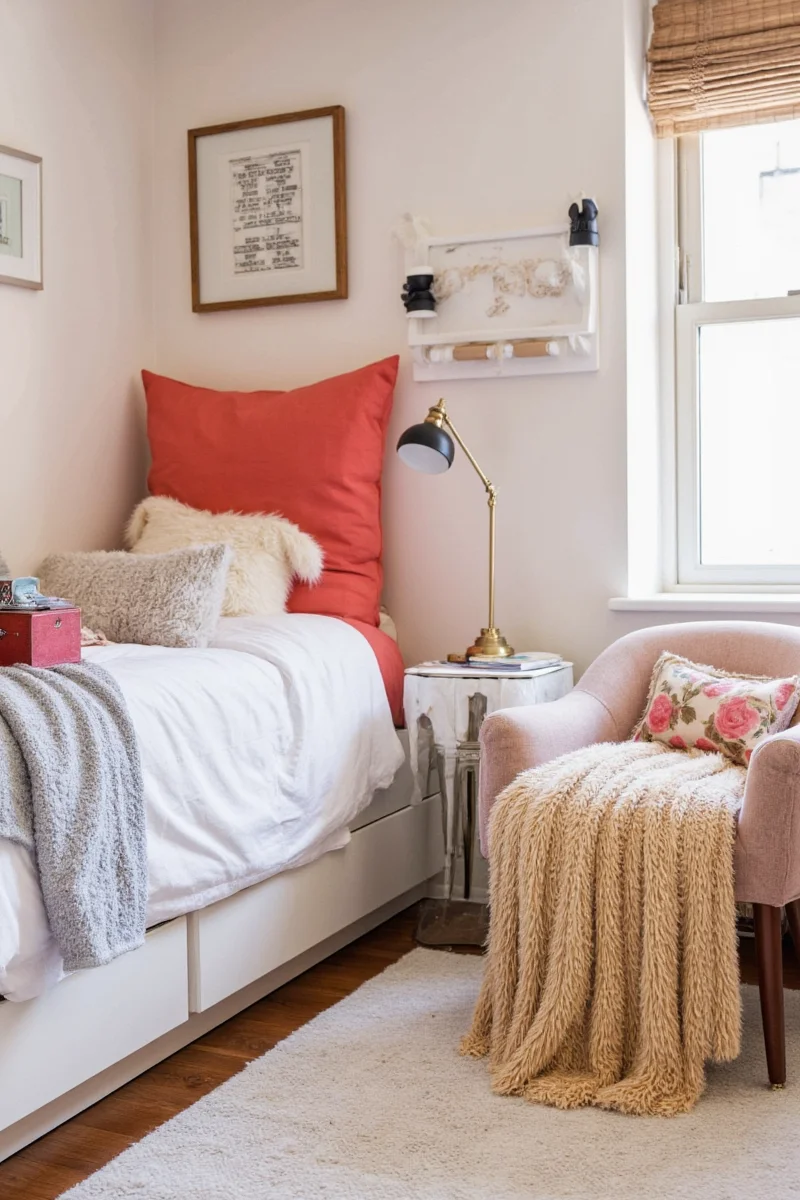 Large mirror used to make a small room feel bigger