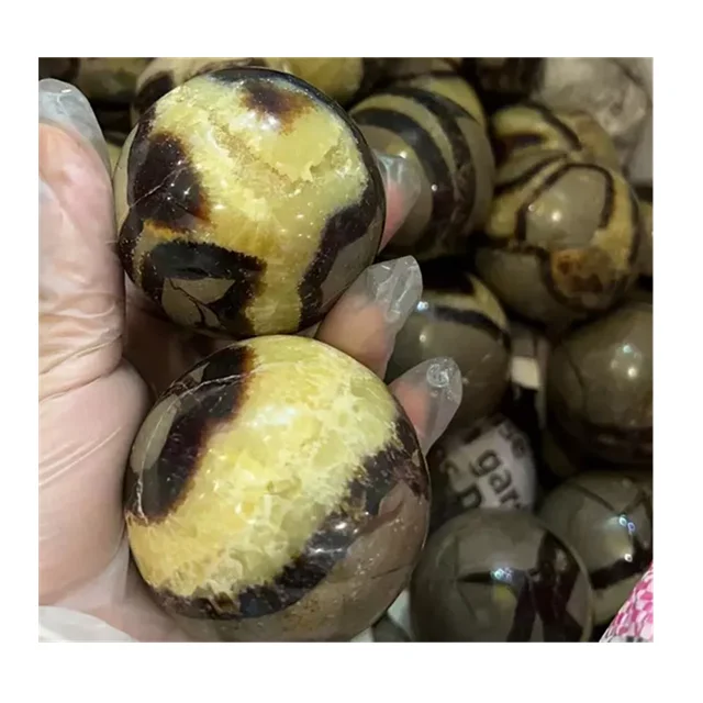 

New arrivals cheap healing septarian crystals sphere natural yellow gray septarium crystal ball