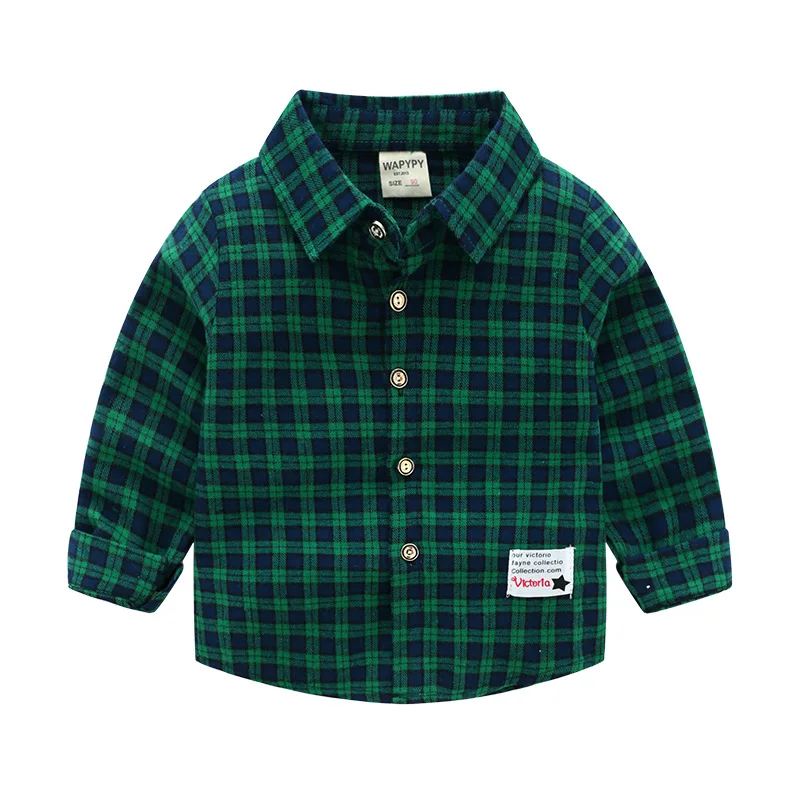 

Children plaid 2020 spring autumn turn down collar wear button long sleeve shirt baby top boys plaid shirts for wholesale, As pic shows, we can according to your request also
