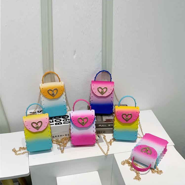 

Custom Wholesale Bolsa Women Crossbody Hand Bags Purses Pvc Kids Jelly Cute Mini Handbags Ladies Phone Jelly Purses And Bags, 5 colors