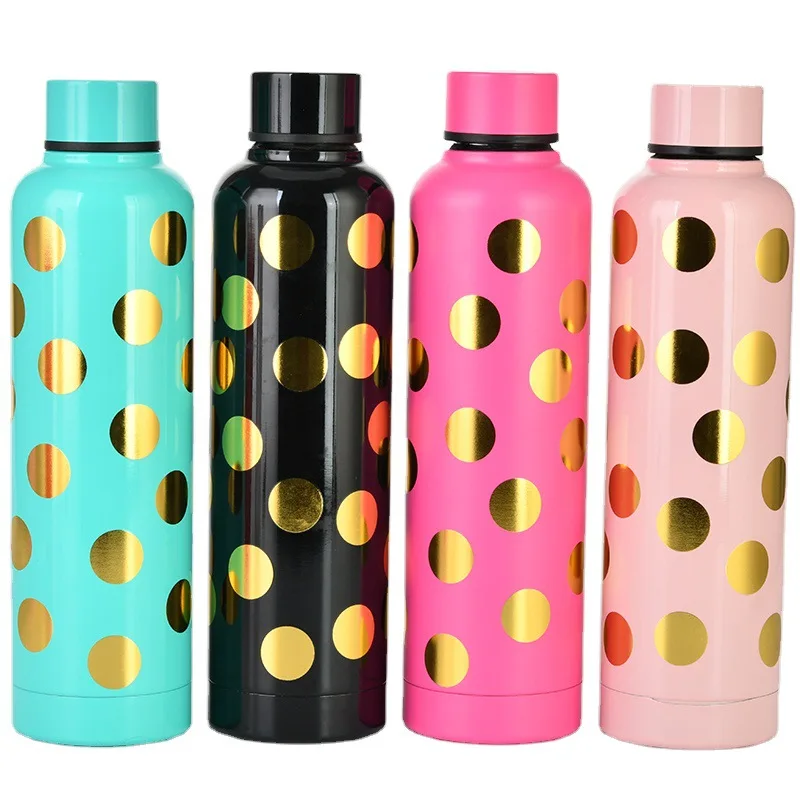 

A3092 Creative 500ML Stainless steel double layer Thermoses Mugs Flasks Car Travel Drink Water Bottle Cute Dot Vacuum Cup, Customized color