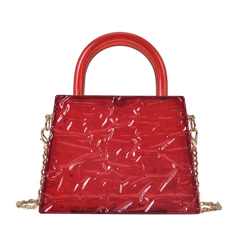 

New Acrylic Transparent Fashion Bag Female Bag Tide Chain Ice Crack Personality Single Shoulder Messenger Bag, Multiple colour