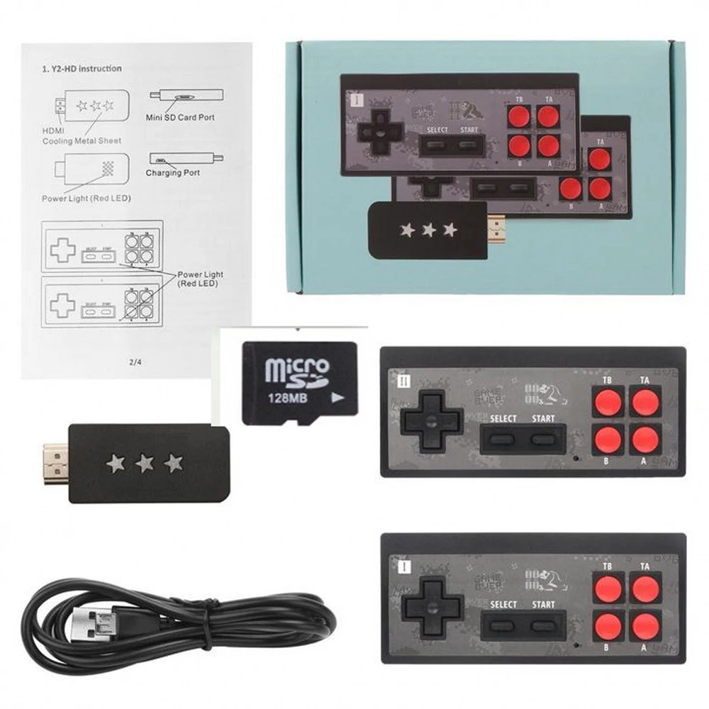 

Y2 Plus 4K Video Game Console Built in 600 Classic Games Mini Retro Console Wireless Controller HD Compatible Output Dual Play, Black gray
