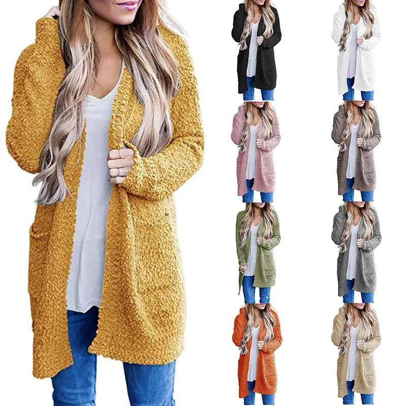 

2020 Fleece Cardigans women thick warm winter sweaters female loose soft cardigans knitted outwear jumpers cropped cardigan