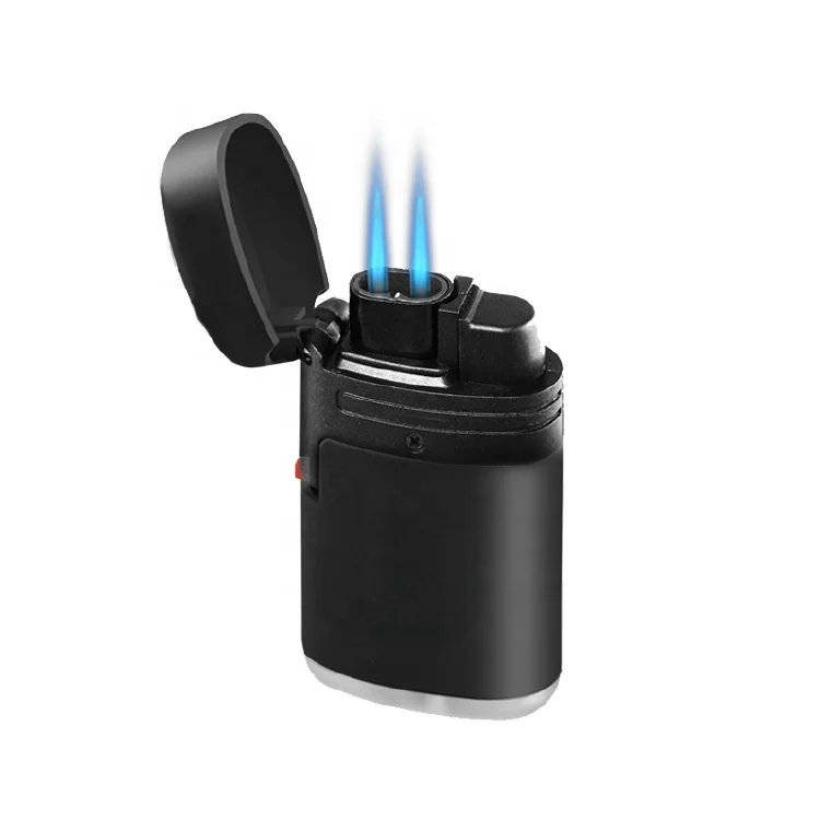 

Windproof Refillable Gas Blank Double Jet Flame Cigar Lighter with Digital UV Print Custom Logo