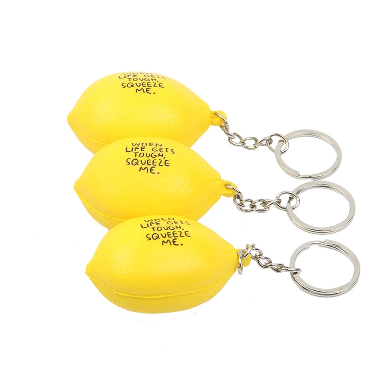 

Custom Logo PU Anti Stress Ball Keychain Lemon Antistress Keyring