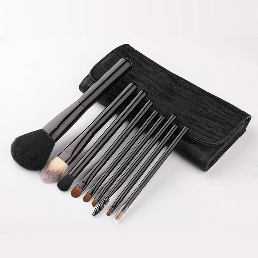 

9pcs bling gold makeup brush set with brush holder, Pink