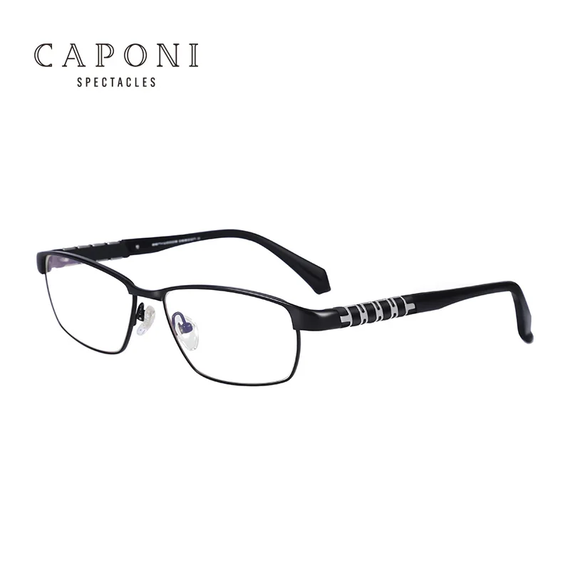 

CAPONI Men Square Vintage Light Wear Comfortable Business Eyeglasses Titanium Silicone Optical Glasses Frame In Stock, 2colors