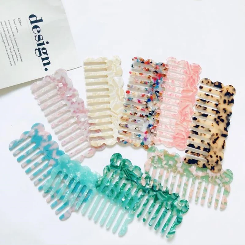 

Fashion exquisite acetate plate comb marble pattern wave leopard pattern hairdressing comb wave comb can be customized, Customized color