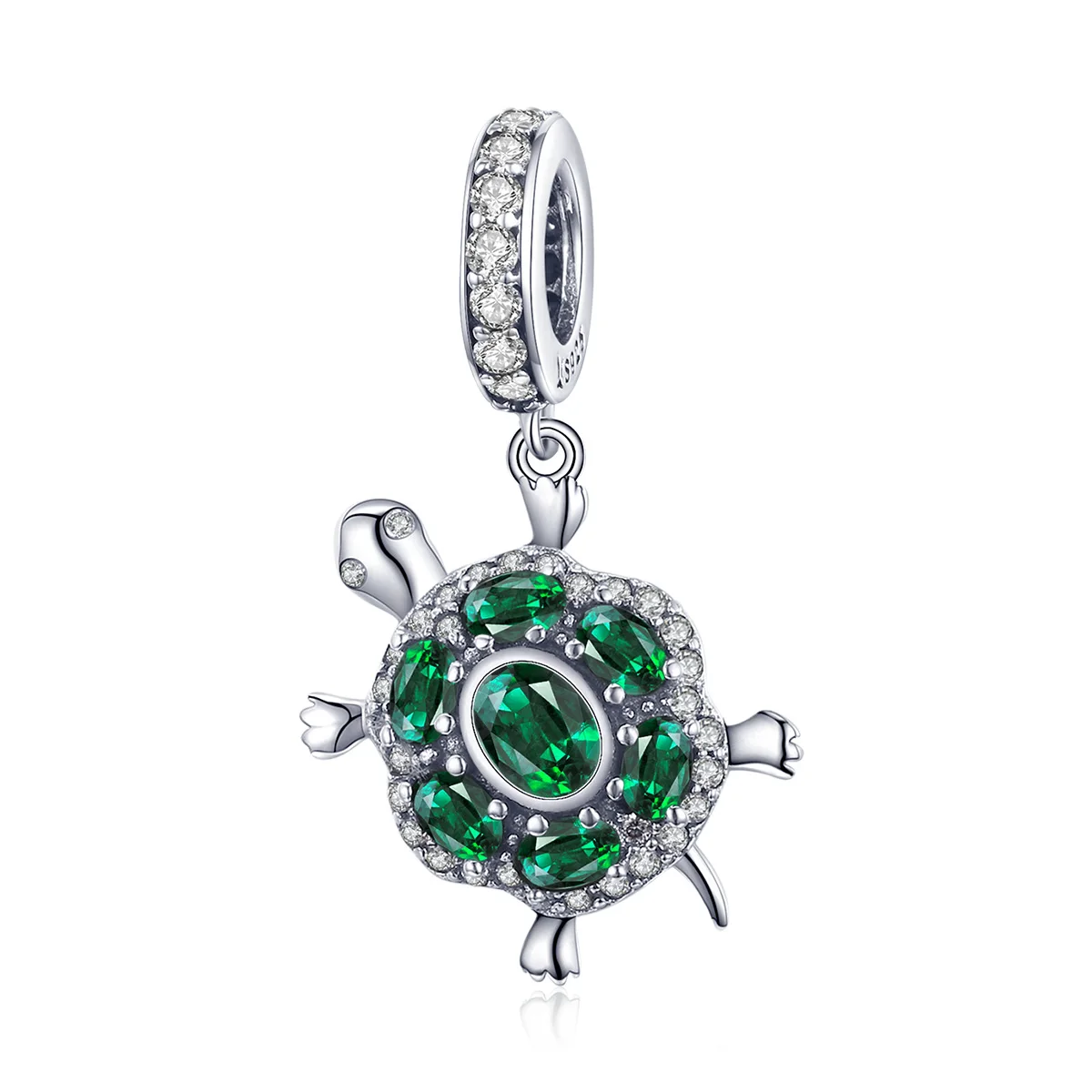 

BAMOER Genuine 925 Sterling Silver Turtle Green CZ Tortoise Animal Charms Fit Original Charm Bracelets Necklaces Jewelry SCC1017