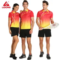 

LiDong Wholesale New Design Quick Dry Sublimation Red Polo Badminton Jersey Table Tennis Shirt