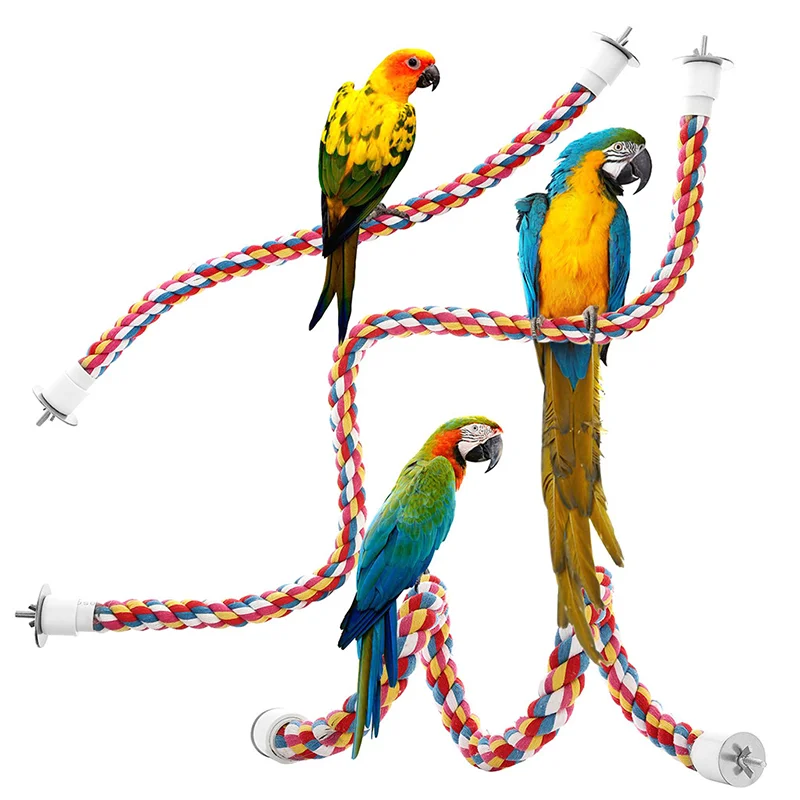 

Parrot Bird Toys Rope Braided Pet Parrot Rope Budgie Perch Coil Cage Cockatiel Toy Pet Birds Training Accessories