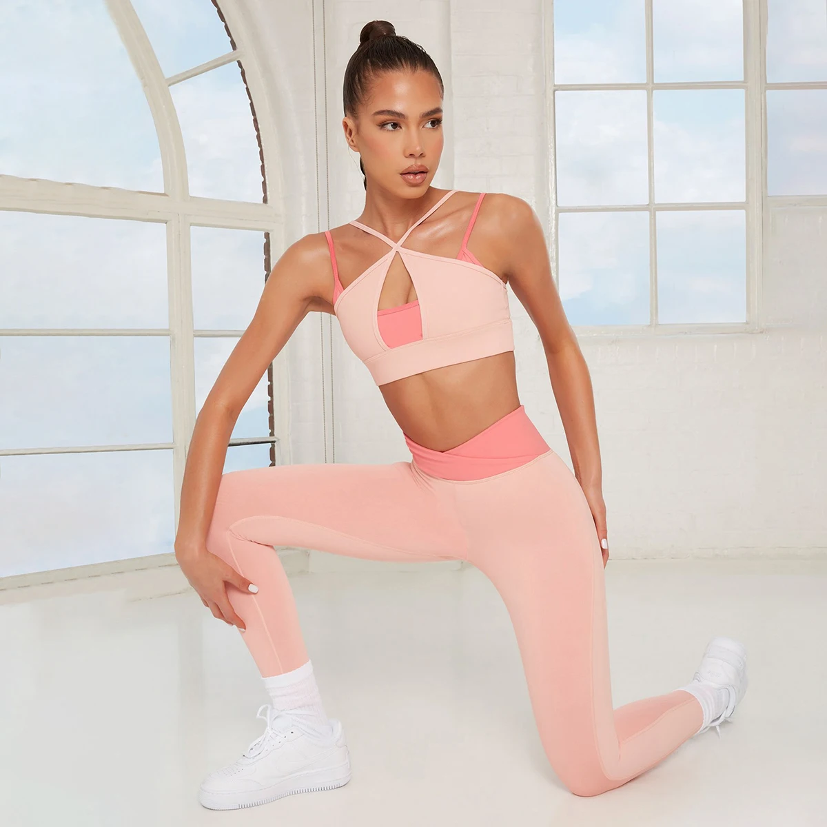 

Women 5 Color Fitness Sets High Waist Breathable Tracksuit Sexy Workout Elasticity Two Piece Set Sports Women's Sets