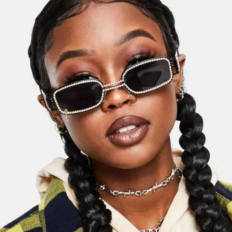 

Brand Rectangular Small Sunglasses Women Luxury Crystal Fashion Square Vintage Female Sunglasses Classic Men's glasses UV400, Multi-colored