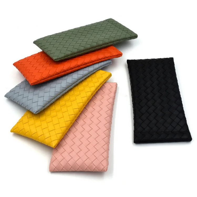 

Wholesale Custom Candy Colored Woven Pu Leather Glasses Sunglasses Storage Bag Pouch