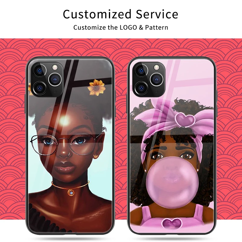 Fashion Black Girl Magic Uv Printed Plastic Tpu Glossy Glass Phone Case