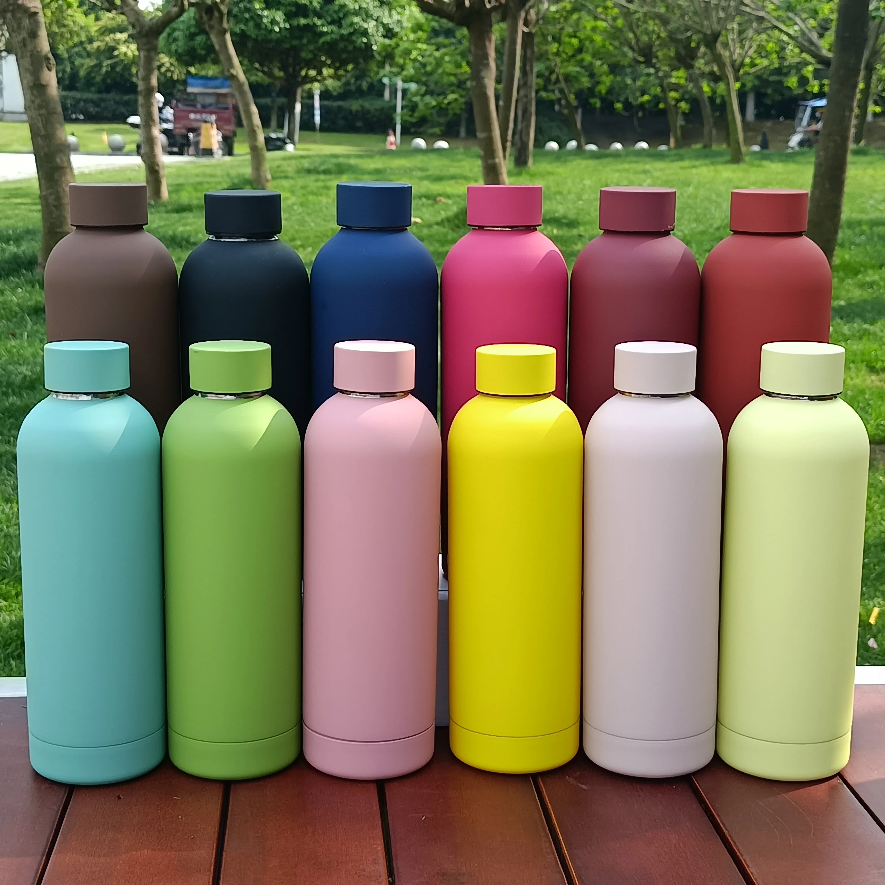 

custom vacuum double wall hot and cold 500ml thermos tumbler with lid stainless steel water bottle drinking sport travel outdoor