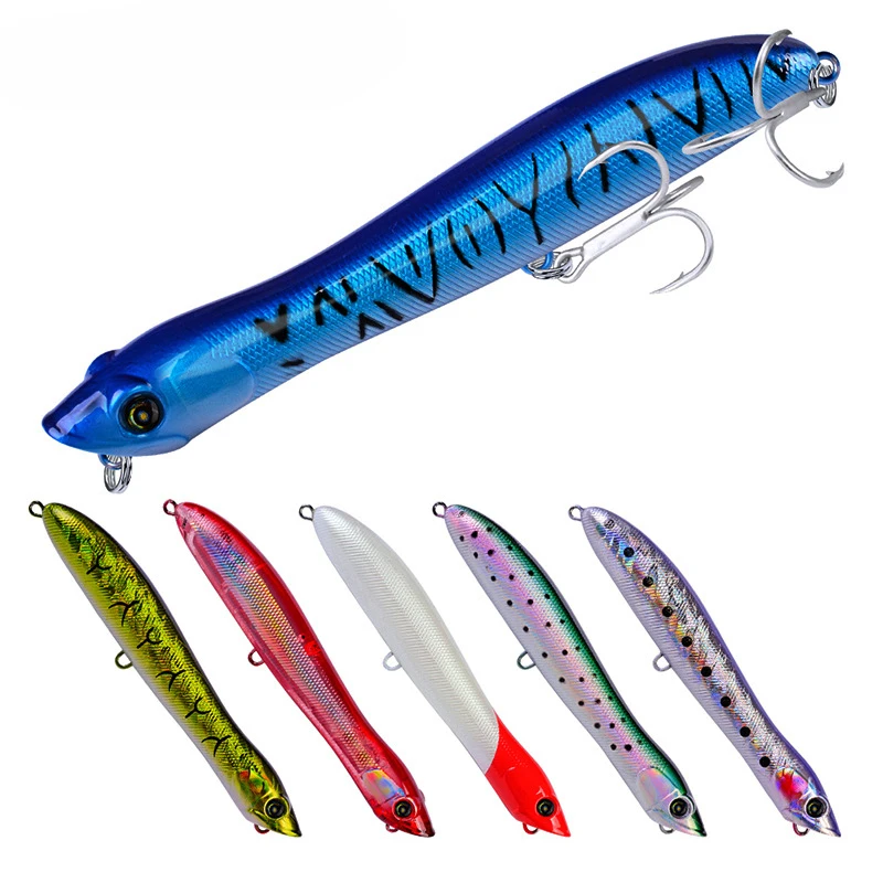 

125mm 19g Topwater Popping Lures Hard Fishing Bait Plastic ABS Popper Fishing Lures